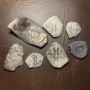 Reales Cob Spanish Treasure Silver Coin LOT of 7 - Appx 30.3 Grams #485 - Picture 1 of 18