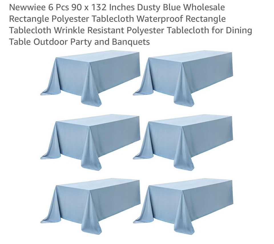 6 pcs 90x132 RECTANGLE POLYESTER TABLECLOTHS Wedding Party Reception WHOLESALE - Image 1 of 4