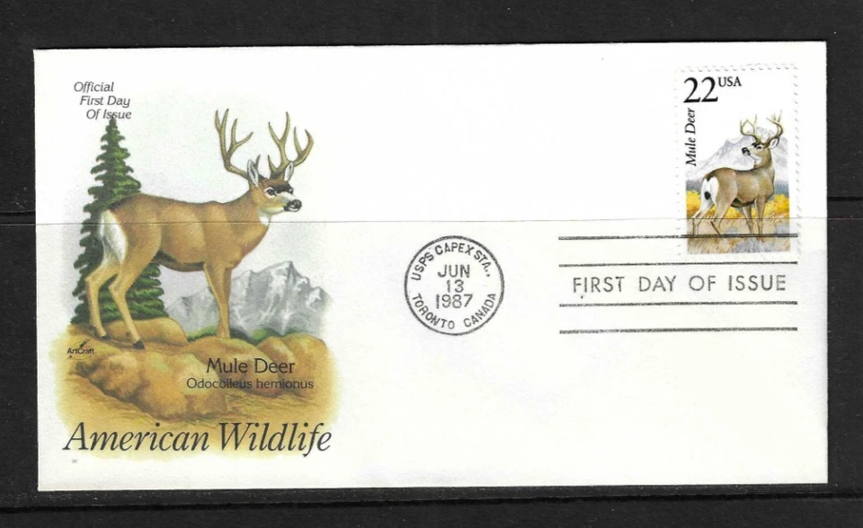 USA SC # 2294 North American Wildlife - Mule Deer - FDC . Artcraft - Image 1 of 1