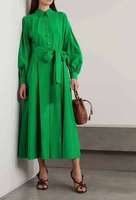 Vestido midi Gucci verde popelina de algodón con cinturón - Con etiquetas - 744869 Foto 1 de 4