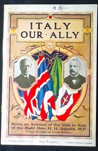 Italy Our Ally: Account of the Visit to Italy of H. H. Asquith 1917 1st ed. VG - Imagen 1 de 1