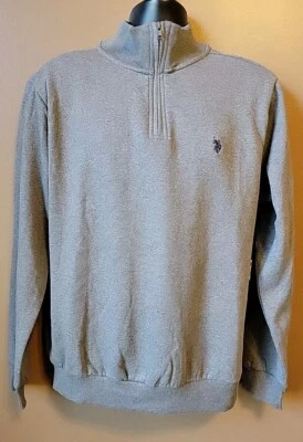 NWT US Polo Assn Men's Gray Pullover 1/4 Zip Fleece Sweater Sweatshirt | Size M - Image 1 of 4