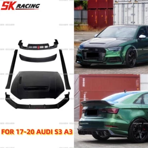 Real Carbon Fiber Front Bumper Lip Rear Diffuser Bodykit For 2017-20 AUDI S3 A3 - Picture 1 of 19
