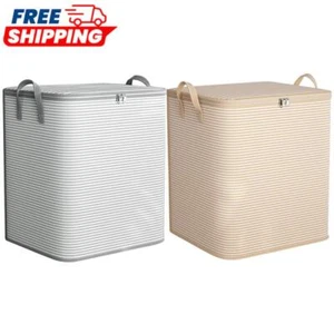 Stripe Storage Container Large Capacity Breathable for Blankets Clothes Sweaters - Picture 1 of 15