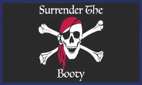 SURRENDER THE BOOTY PIRATE BLACK Vinyl Decal Bumper Sticker - Image 1 of 1