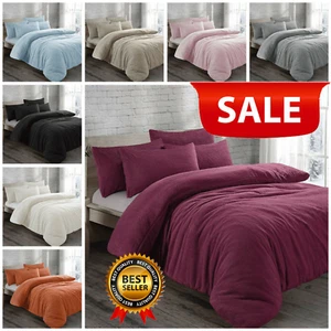 Teddy Fleece Duvet Cover Set Thermal Sherpa Warm Soft Quilt Thermal Cosy Bedding - Picture 1 of 17