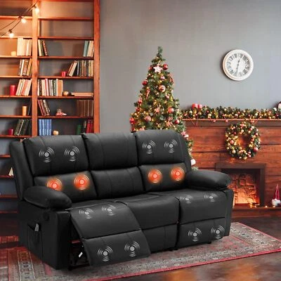 PU Leather 3-Seat Recliner Sofa Chair Manual Recliner Couch Home Theater Seating - Image 1 of 4