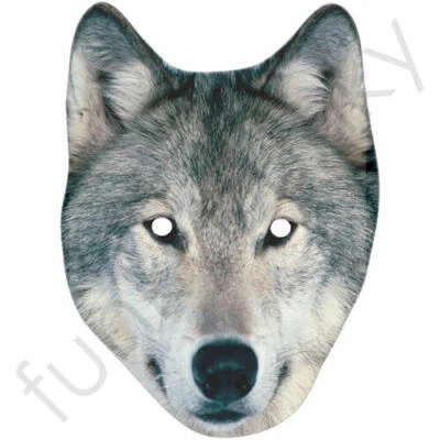 WOLF Husky Spitz Celebrity Card Face Mask - Ready To Wear - Fancy Dress - Image 1 of 3