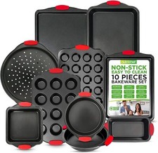 Nutrichef Set di teglie da Forno - 10 Pezzi - Antiaderente - Acciaio al Carbonio