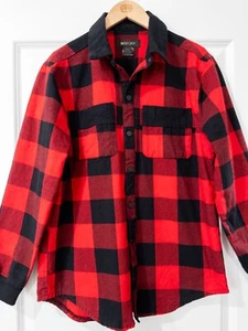 BeSpoke Flannel Button Up Shirt Women's Size Large Long Sleeve Plaid Red Black - Picture 1 of 5