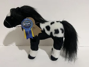 New Bryer 13" Appaloosa Black and White Horse Stuffed Pony Plush Blue Ribbon HTF - Picture 1 of 9