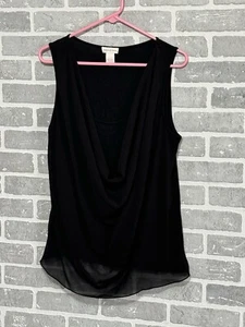 Monroe & Main Women’s Black Sleeveless Drape Front Blouse Top Shirt - Picture 1 of 5