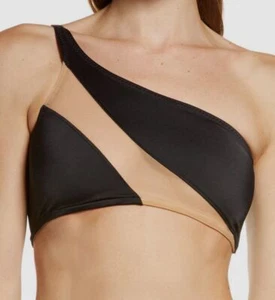 $136 Norma Kamali Women's Black Snake Mesh One Strap Bikini Top Swimwear Size XS - Picture 1 of 3