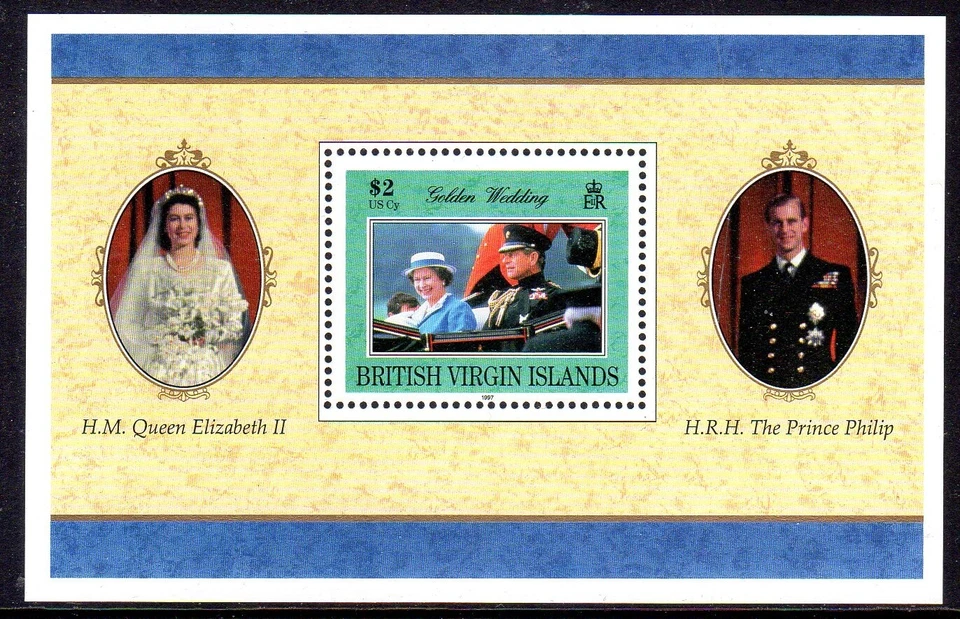 British Virgin Is. 1997 Queen's Golden Wedding min. sheet fine fresh MNH - Image 1 of 1