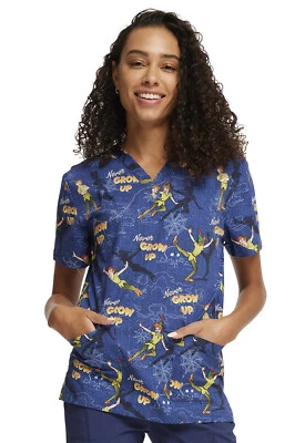 Peter Pan Cherokee Scrubs Disney Tooniforms Unisex V Neck Top TF728 PEOM - Image 1 of 4