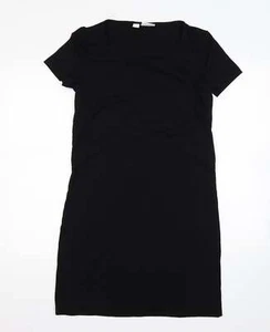 Mamalicious Womens Black Viscose Pencil Dress Size M Round Neck - Picture 1 of 12