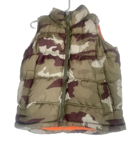 Old Navy Boys Camouflage Orange Puffy Zip Up Winter Outerwear Vest Size XS (5) - Picture 1 of 4