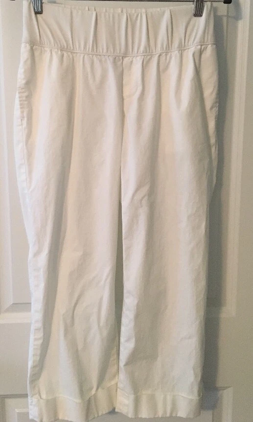 Gap Maternity Stretch Panel Size 4, White Crop Pants, Real Waist, Capri Pants - Image 1 of 4