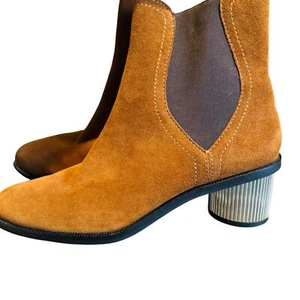 Rebecca Minkoff Darsea Chelsea Ankle Boot Brown Round Metallic Heel Size 7 - Picture 1 of 11