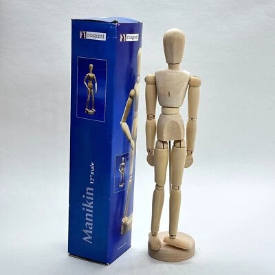 MAGENTI 12" WOODEN ARTIST MANIKIN DRAWING MODEL POSABLE FIGURE BOXED - Image 1 of 4