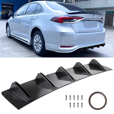 For Toyota Corolla Rear Bumper Lip Diffuser Shark Fin Wing Spoiler Carbon Look - Imagem 1 de 4