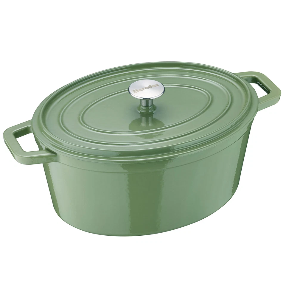 BERNDES Padella Cocotte B.IRON ghisa ovale 31 x 24 cm 6 litri verde salvia INDUK - Immagine 1 di 1