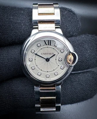 Cartier Ballon Bleu WE902030 Steel & Rose Gold w/ Diamond Dial 28mm Quartz - Image 1 of 4