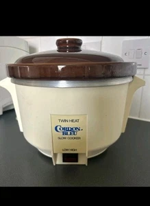 Vintage Twin Heat Cordon Bleu Slow Cooker Cream Brown Crockpot 10” Pot - Picture 1 of 6