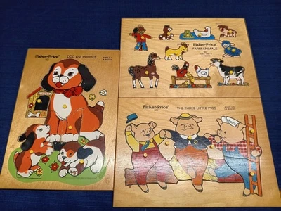 Lote De Colección Madera Fisher-Price 511 Perros y Cachorros (años 70) Edad 2-5 Niño Holanda Foto 1 de 4