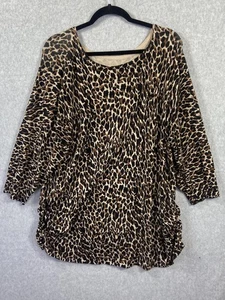 Lane Bryant Sweater Womens 22/24 Brown Leopard Animal Print Knit Tunic Top - Picture 1 of 10