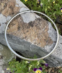 ✅16.5" Fashion Jewelry Silver Tone Collar Choker Necklace 8mm Omega - Picture 1 of 6