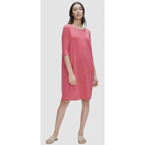 Eileen Fisher Viscose Jersey Knee Length Shift V Neck Dress French Rose Size XL - Picture 1 of 8