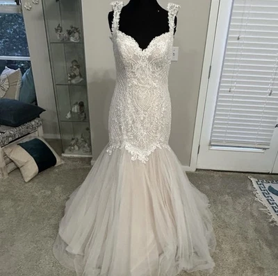 Rebecca Ingram “Zelda” Beaded Fit And Flare Bridal Gown Size 12 - Image 1 of 4