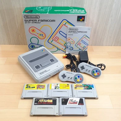 Japanese Super Famicom console in box with 5 games CIB  *US TARIFF PAID S112 - Image 1 of 4