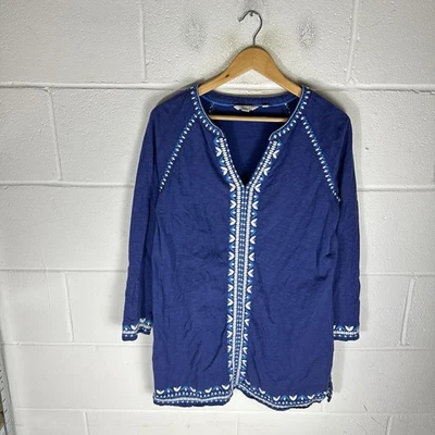 Boden Dress Womens Medium Blue Edie Kaftain Floral Embroidered Boho Tunic Beach* - Image 1 of 4