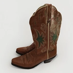 Ariat Boots WMS 9.5 Brown Leather with Green Accents Style 15503 No Box - Picture 1 of 12