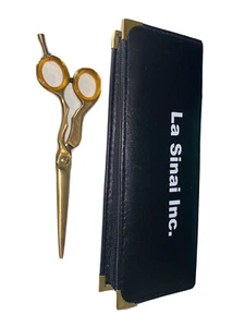 Barber Hair Cutting | 6 in. | Scissor Stainless Steel | Fancy Gold | With Case - Picture 1 of 3