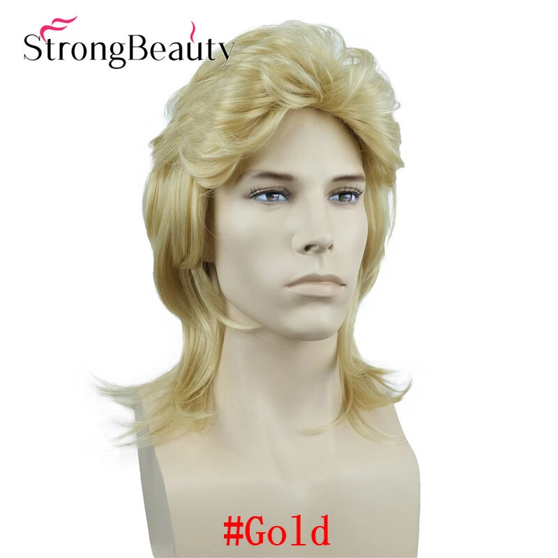 Peluca sintética retro para hombre años 70 80 discoteca salmonete fiesta rock fantasía disfraces Foto 1 de 4