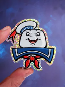 Stay Puft Glitter Sticker Ghostbusters Marshmallow Man Skateboard Decal 3" - Picture 1 of 5