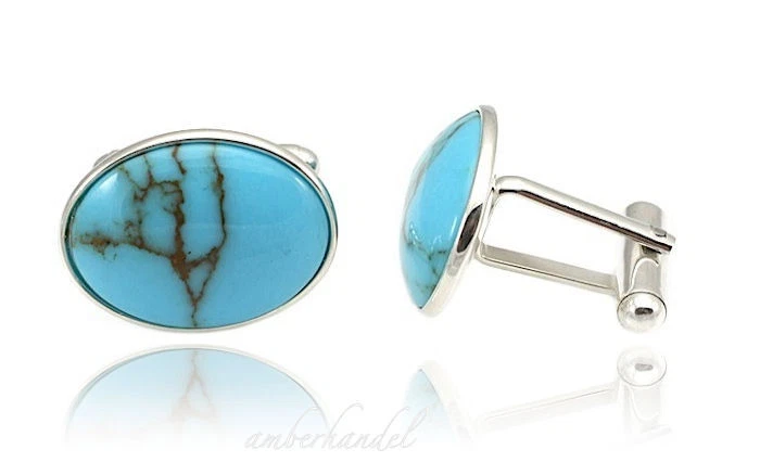 Manschettenknöpfe Türkis Silber 925 Blau (Nr 750) - Bild 1 von 1