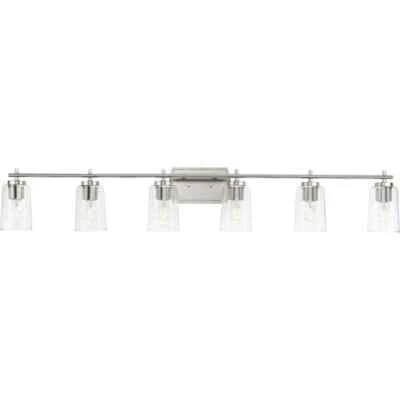 Progress Lighting Adley 48.5" 6-Light Brushed Nickel w/Clear Glass Vanity Light - Image 1 of 4