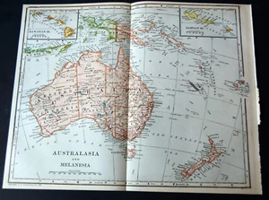 1921 Antique ORIGINAL 11" Map Australasia Melanesia Australia Papua New Zealand - Picture 1 of 5