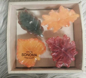 NEW Sonoma Home Goods Fall Leaves Candles Lot of 4 Per Package - Picture 1 of 2