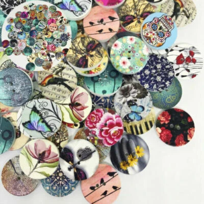 Sewing Scrapbooking Wooden 20mm  2 Craft for Mixed DIY   Holes 100pcs  Buttons - Image 1 of 4