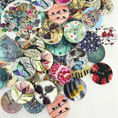 Sewing Scrapbooking Wooden 20mm  2 Craft for Mixed DIY   Holes 100pcs  Buttons - Image 1 of 4