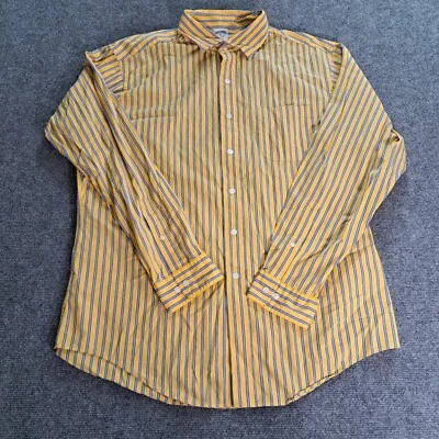 Brooks Brothers Shirt Mens Size XL  Blue Yellow Striped Slim Fit Button Up - Image 1 of 4