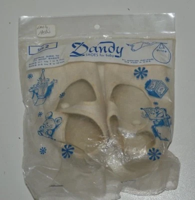 Vintage DANDY Unused Mid Century Boy's White Baby Shoes Booties Size 2 NIP RARE - Image 1 of 4