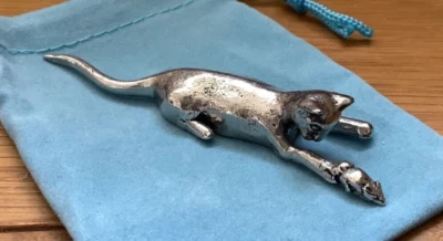 BAILEYS Kleine Statue Katze und Maus Qualität Silber Zinn (B)