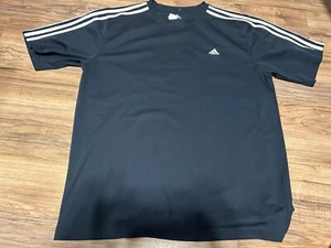 Adidas Mens Cotton Jersey T-Shirt Striped Crew Neck Size XL Blue - Picture 1 of 3