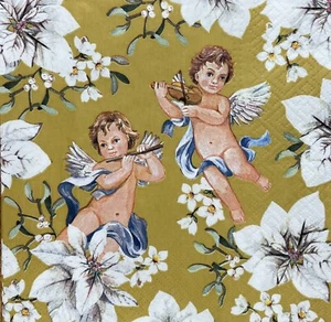Two Single Luncheon Paper Napkins for Decoupage Scrapbooking Angels Vintage - Picture 1 of 12